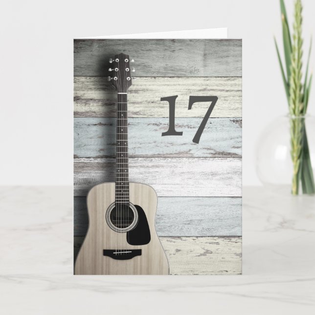 Carte Bonne 17ème anniversaire Guitare Musician Greeting (Devant)