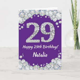 Carte Bonne 29e anniversaire Purple et Parties scintilla
