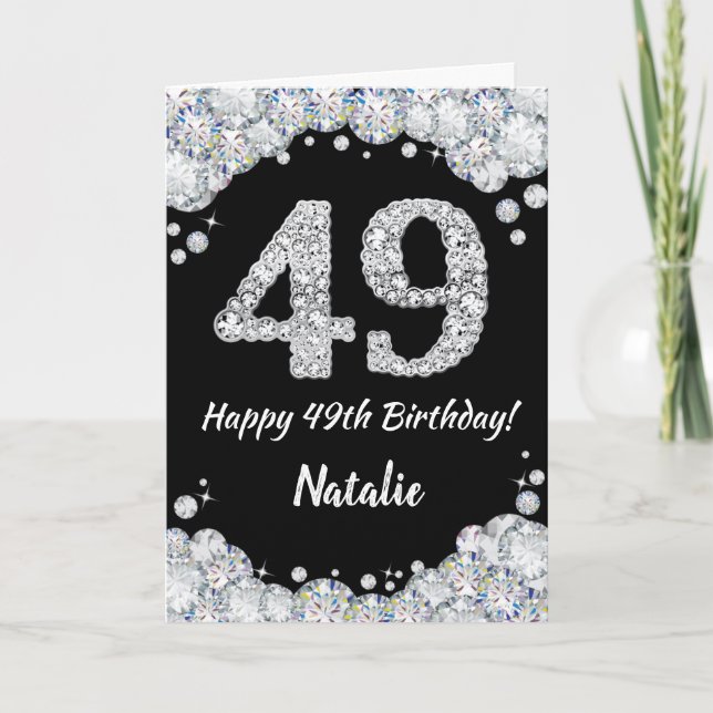 Carte Bonne 49e anniversaire Black and Silver Parties sc (Devant)