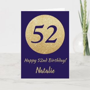 Carte Bonne 52e anniversaire Marine Parties scintillant 