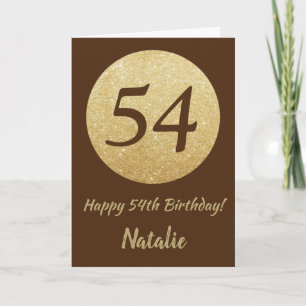 Carte Bonne 54e anniversaire Brown et Parties scintillan