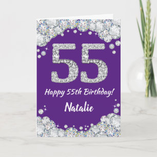 Carte Bonne 55e anniversaire Parties scintillant violet 