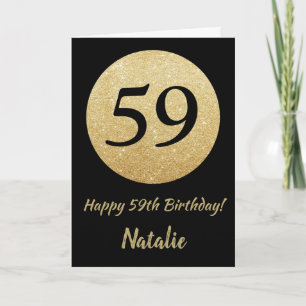 Carte Bonne 59e anniversaire Black and Gold Parties scin