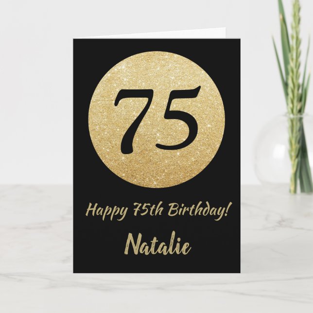 Carte Bonne 75e anniversaire Black and Gold Parties scin (Devant)