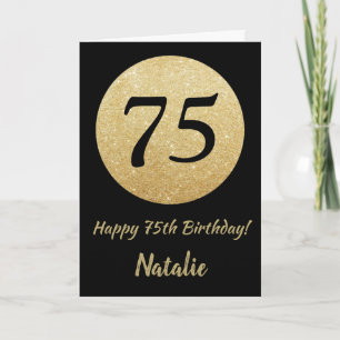 Carte Bonne 75e anniversaire Black and Gold Parties scin
