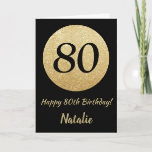 Carte Bonne 80e anniversaire Black and Gold Parties scin