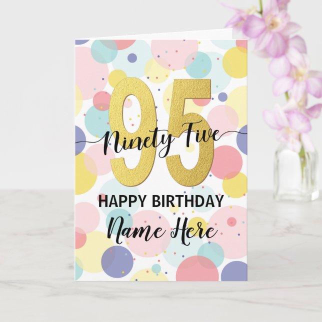 Carte Bonne 95ème anniversaire Pastel Rainbow Gold Woman (Orchidée)