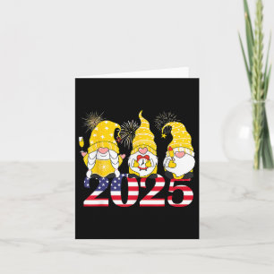 Carte Bonne année 2025 Eve Party Gnomes Feux d'artifice