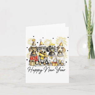 Carte Bonne année amateur de chien teckel 2026 Nouvel An