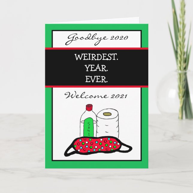 Carte Bonne année, année la plus étrange de 2020 à 2021 (Devant)