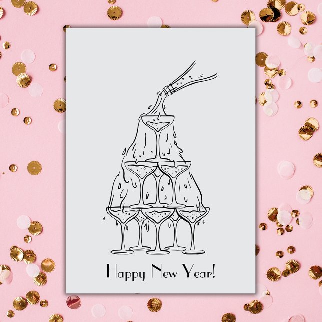 Carte Bonne année Champagne Tower Salutation (Créateur téléchargé)