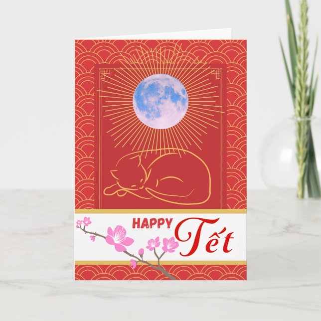 Carte Bonne année lunaire du chat Vietnamien (Devant)