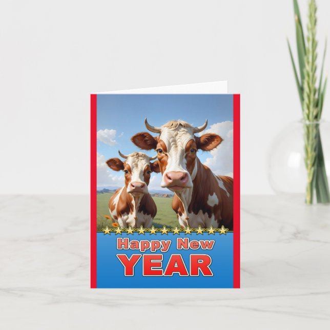Carte bonne année vaches (Devant)