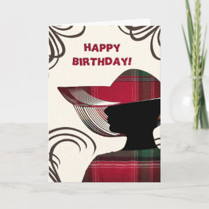 Carte Bonne Anniversaire Élégante Femme Madras Personnal