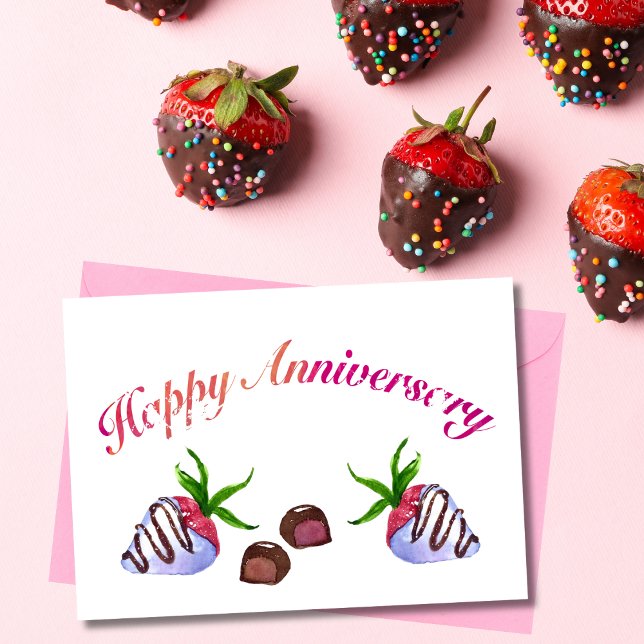 Carte Bonne Anniversaire Fraises de chocolat (Créateur téléchargé)