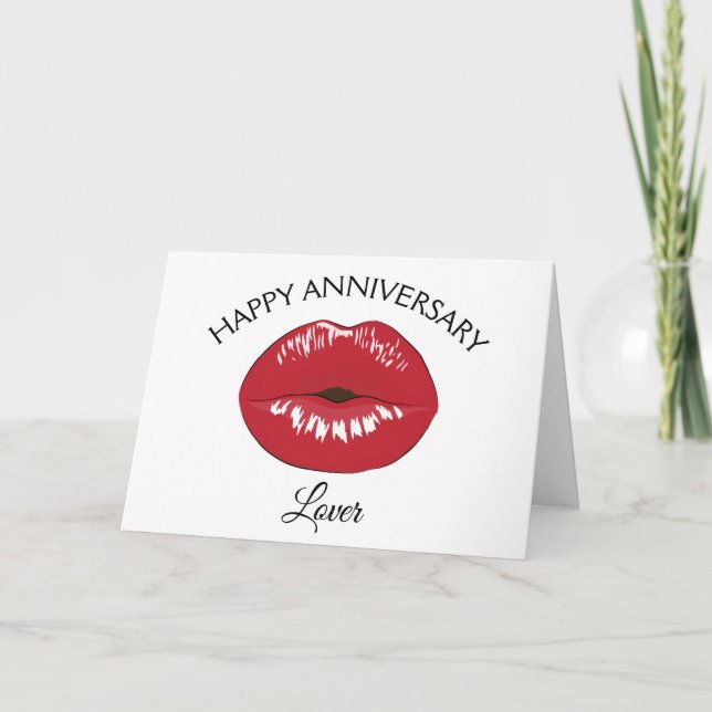 Carte Bonne Anniversaire Lover Red Lips Kiss Card (Devant)