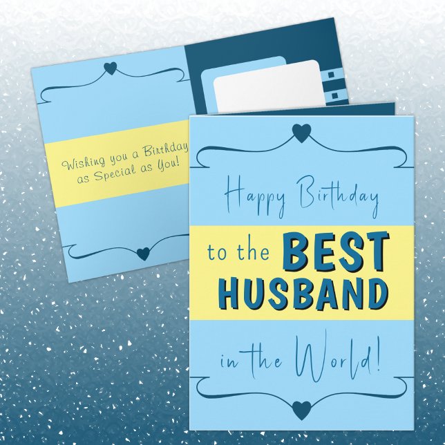 Carte Bonne anniversaire meilleur mari bleu jaune (Créateur téléchargé)