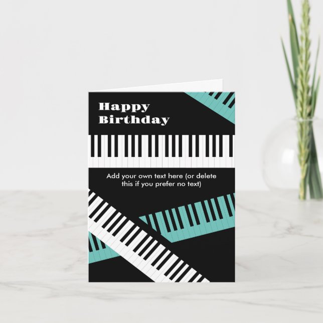 Carte Bonne Anniversaire Piano Clés Clavier Musique Mode (Devant)
