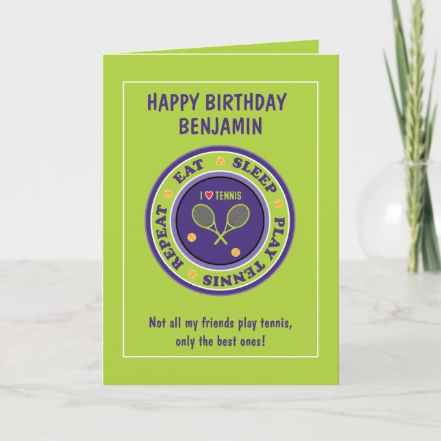 Carte Bonne Anniversaire, 🎾 vert Tennis Anniversaire Ca (Devant)