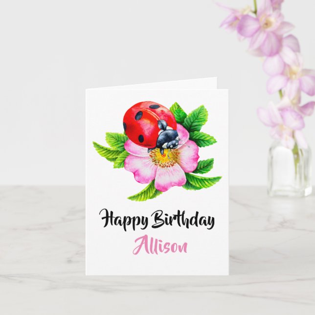 Carte Bonne aquarelle d'anniversaire (Orchidée)