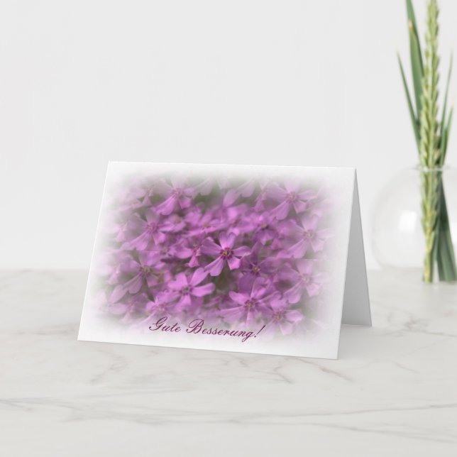 Carte Bonne chance avec des fleurs roses (Devant)