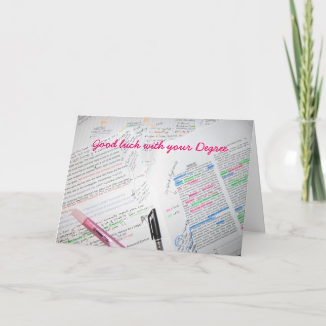 Carte Bonne chance avec votre degré (Devant)