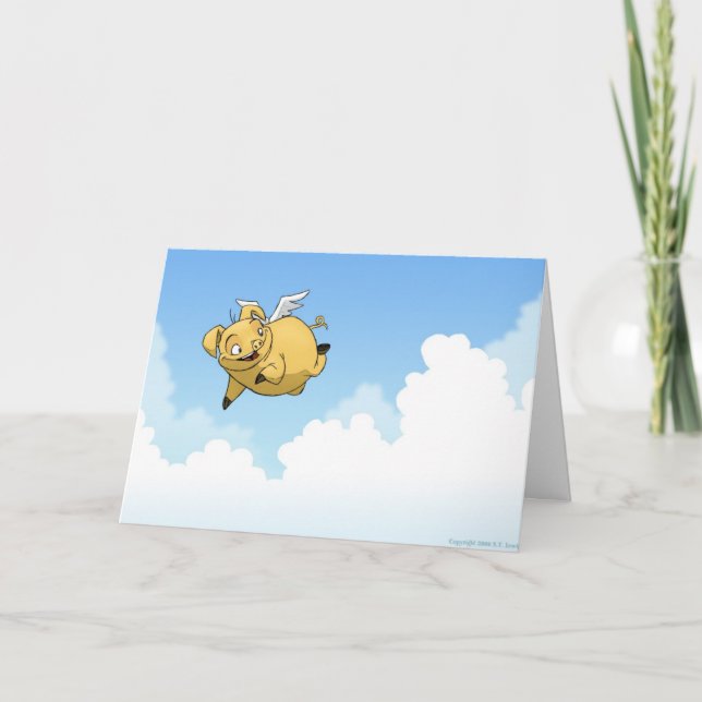 Carte Bonne Chance ! (Cochon volant) (Devant)
