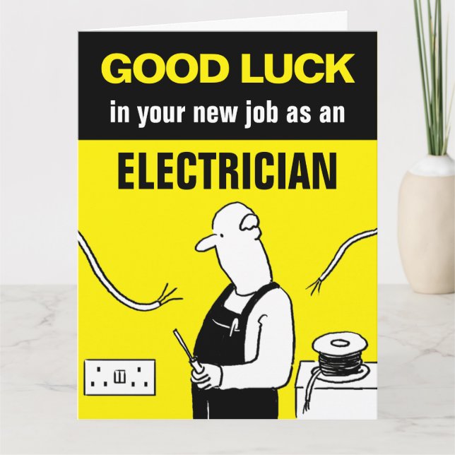 Carte Bonne chance dans votre nouveau poste d'électricie (Devant)