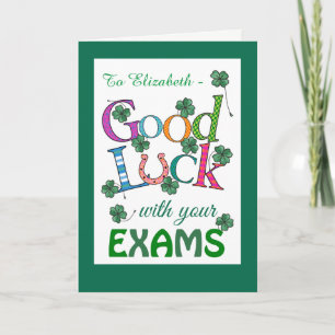 Carte Bonne chance sur mesure avec examens Clover à quat
