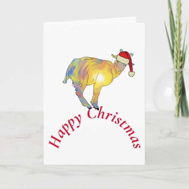 Carte Bonne chèvre de Noël Père Noël (Devant)