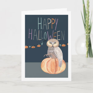 Carte Bonne Chouette d'Halloween sur Citrouille