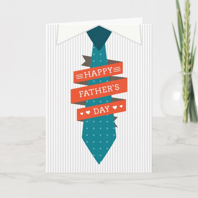 Carte Bonne Cravate de Fête des pères avec chemise rayée (Devant)