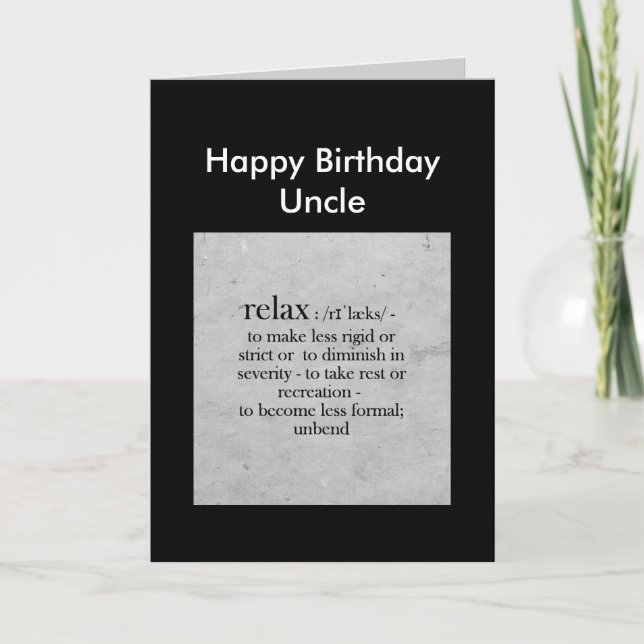 Carte Bonne définition de l'oncle d'anniversaire de Rela (Devant)
