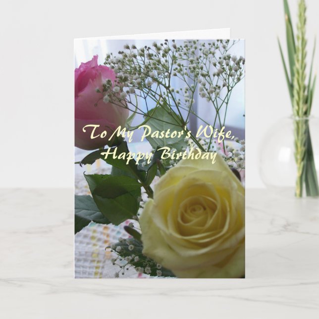 Carte Bonne épouse du pasteur d'anniversaire - Roses (Devant)