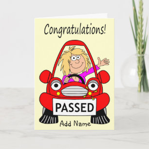 Carte Bonne Femme Conduisant Happy Car, Juste Passé Driv