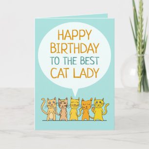 Carte Bonne fête d'anniversaire Chat Lady Salutation