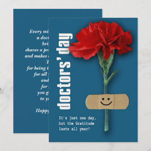 Carte Bonne fête des médecins. Carnation rouge personnal