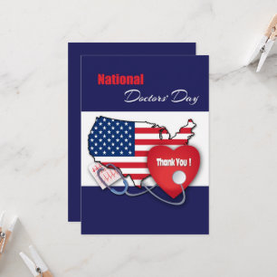 Carte Bonne fête des médecins. USA Patriotique Custom