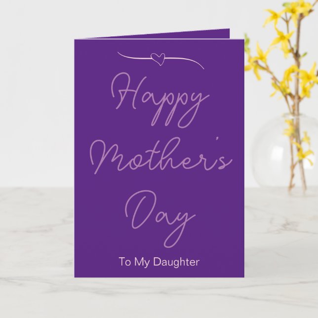 Carte Bonne fête des mères à ma fille violet (Fleur jaune)