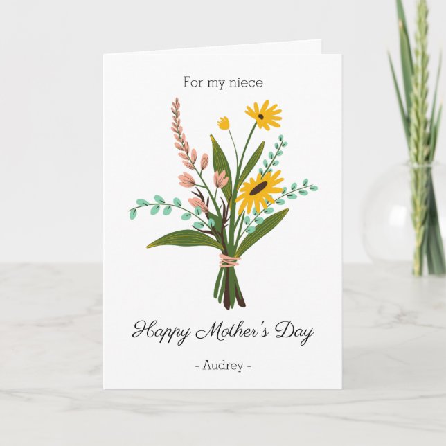 Carte Bonne Fête Des Mères À Ma Nièce Floral Bouquet (Devant)