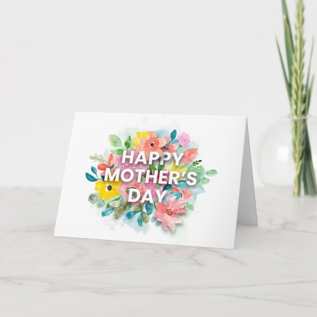 Carte Bonne Fête des mères Accueil floral personnalisé (Devant)