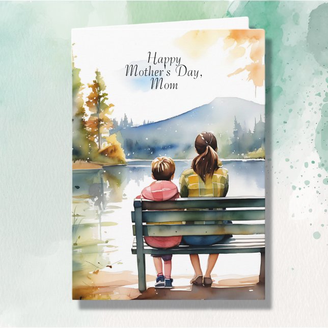 Carte Bonne fête des mères | Aquarelle Maman & Son (Créateur téléchargé)