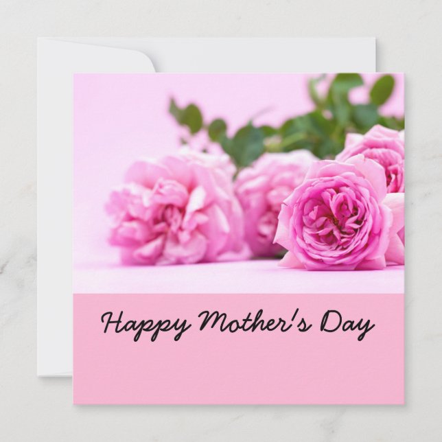 Carte Bonne fête des mères avec des roses roses (Devant)