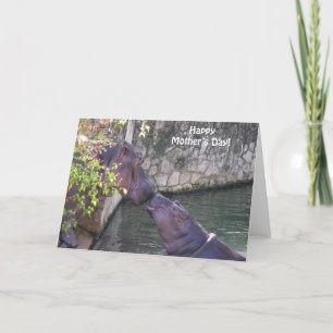 Carte Bonne fête des mères avec hippopotames
