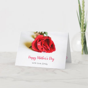 Carte Bonne fête des mères avec une seule rose rouge
