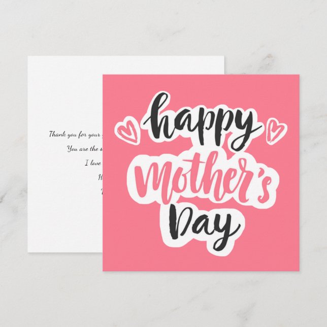 Carte Bonne fête des mères Belle typographie (Devant / Derrière)