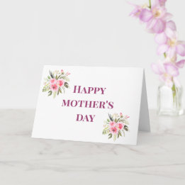 Carte Bonne fête des mères Fleurs roses Salutation