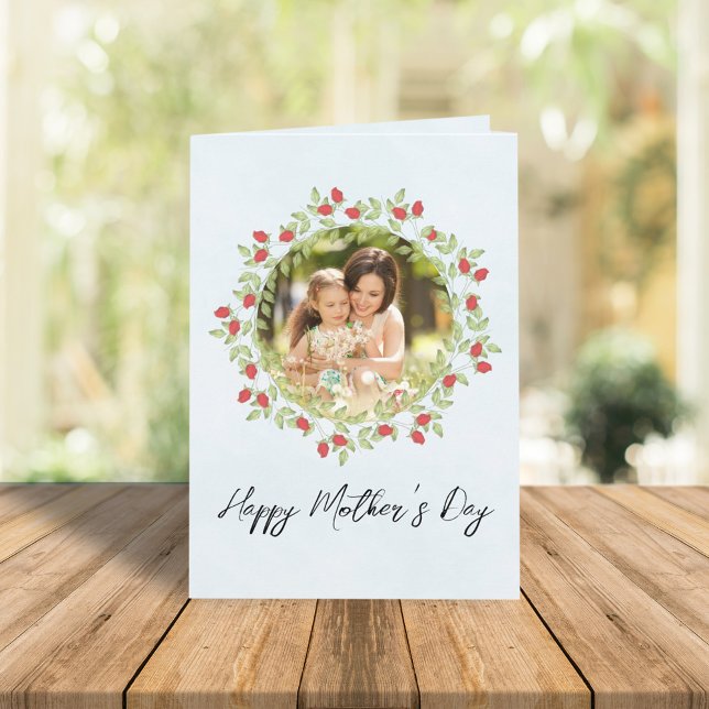 Carte Bonne fête des mères Floral Wreath Custom (Créateur téléchargé)