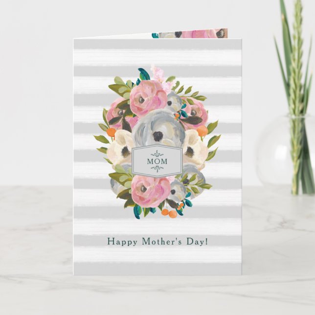 Carte Bonne fête des mères | Jolies fleurs aquarelles (Devant)