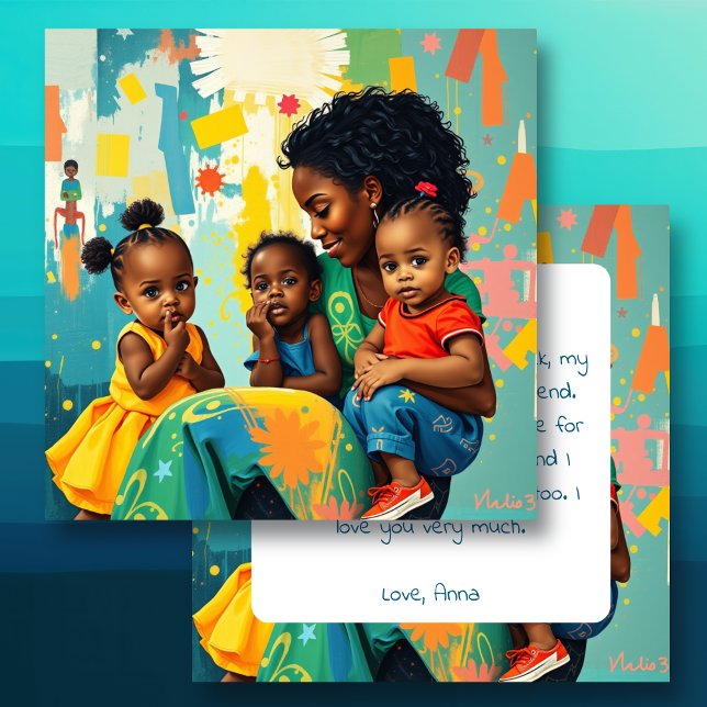 Carte Bonne fête des mères | Maman et trois enfants (Créateur téléchargé)